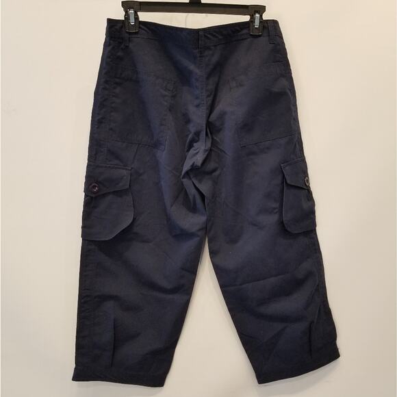 Splash Vintage Cargo Pants Navy Blue Pedal Pushers Pockets Size 16 - Picture 2 of 15